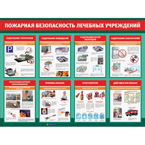 Стенд «Пожарная безопасность лечебных учреждений» 1200*900 мм